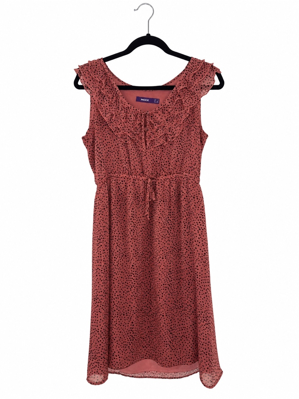 Mexx Coral Ruffle-Neck Sleeveless Polka Dot Dress